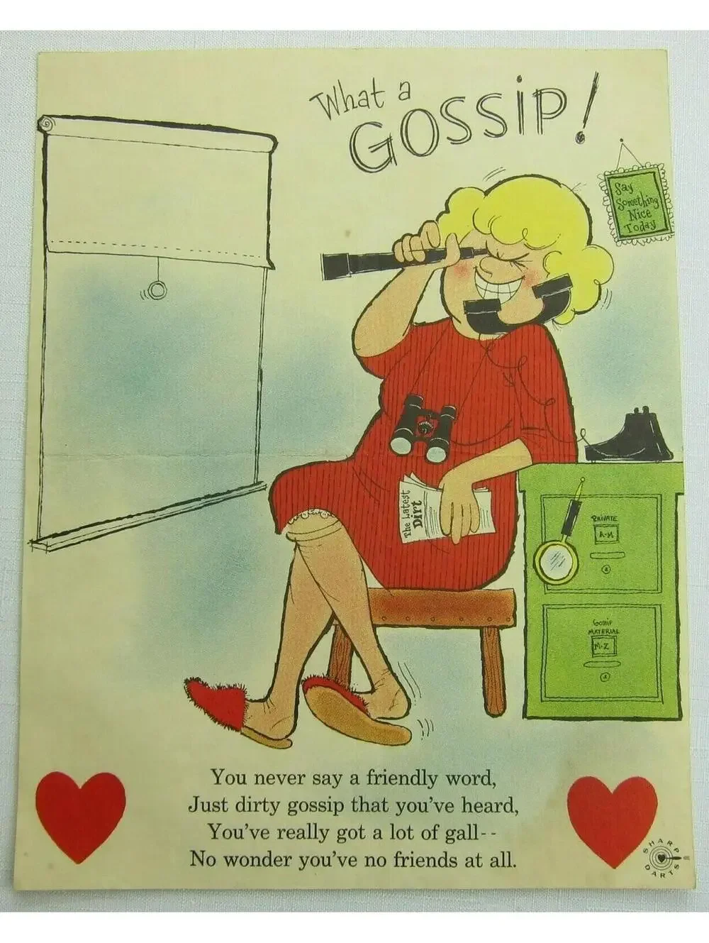 Vintage Valentine Gossip Sharp Darts Penny Dreadful Sarcasm Insult Poem Ephemera